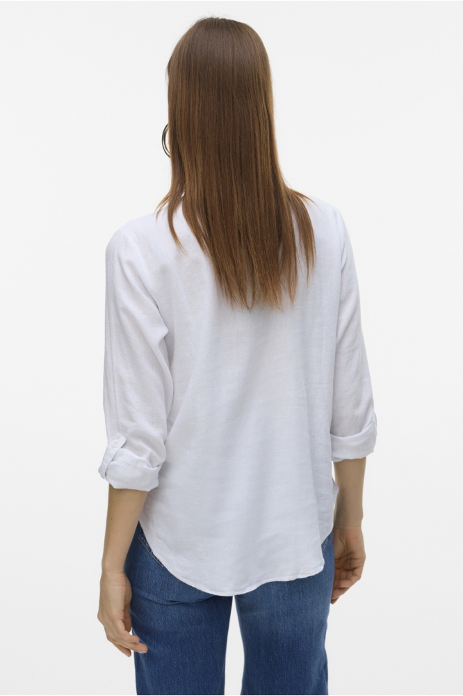 VMLINN LS V-NECK SHIRT WVN NOOS 10323030 SNOW WHITE